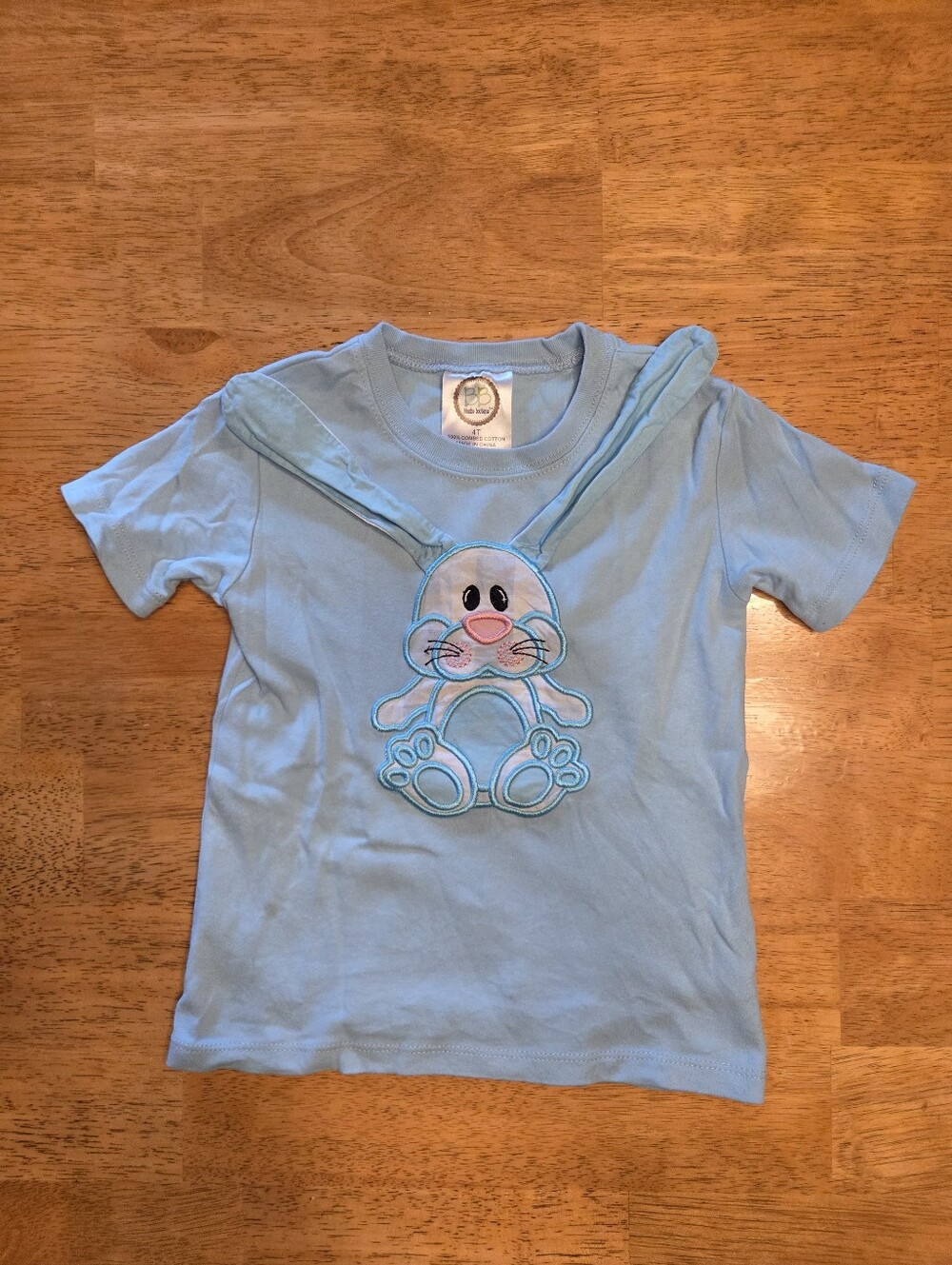 Blue Bunny Appliqué Kids T-Shirt